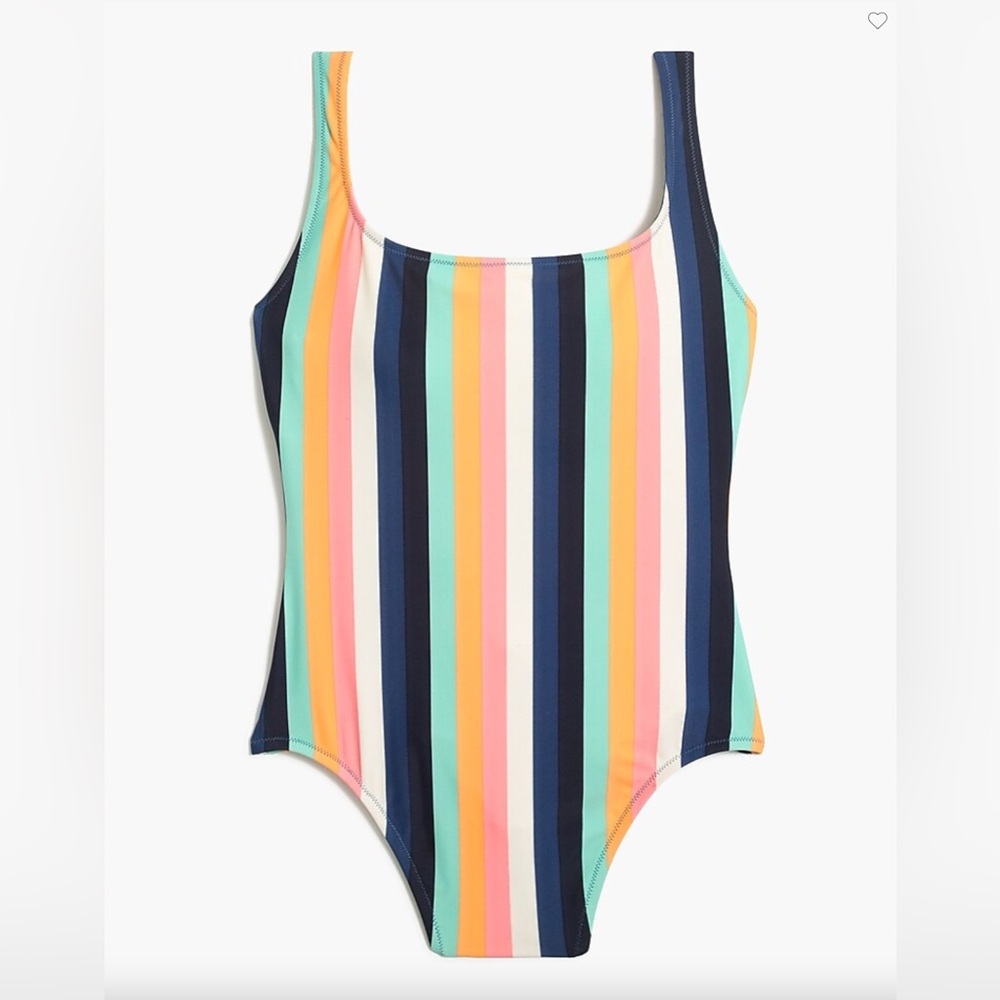 J. Crew Factory Scoopback One-Piece Swimsuit in Colored Stripe | S